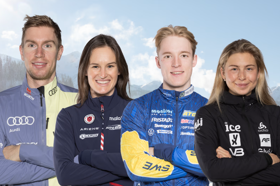 The four newly-elected members of the IBU Athletes' Committee (from left):  Johannes Kuehn of Germany, Clare Egan of the United States, Sebastian Samuelsson of Sweden and Norway’s Ingrid Landmark Tandrevold ©IBU