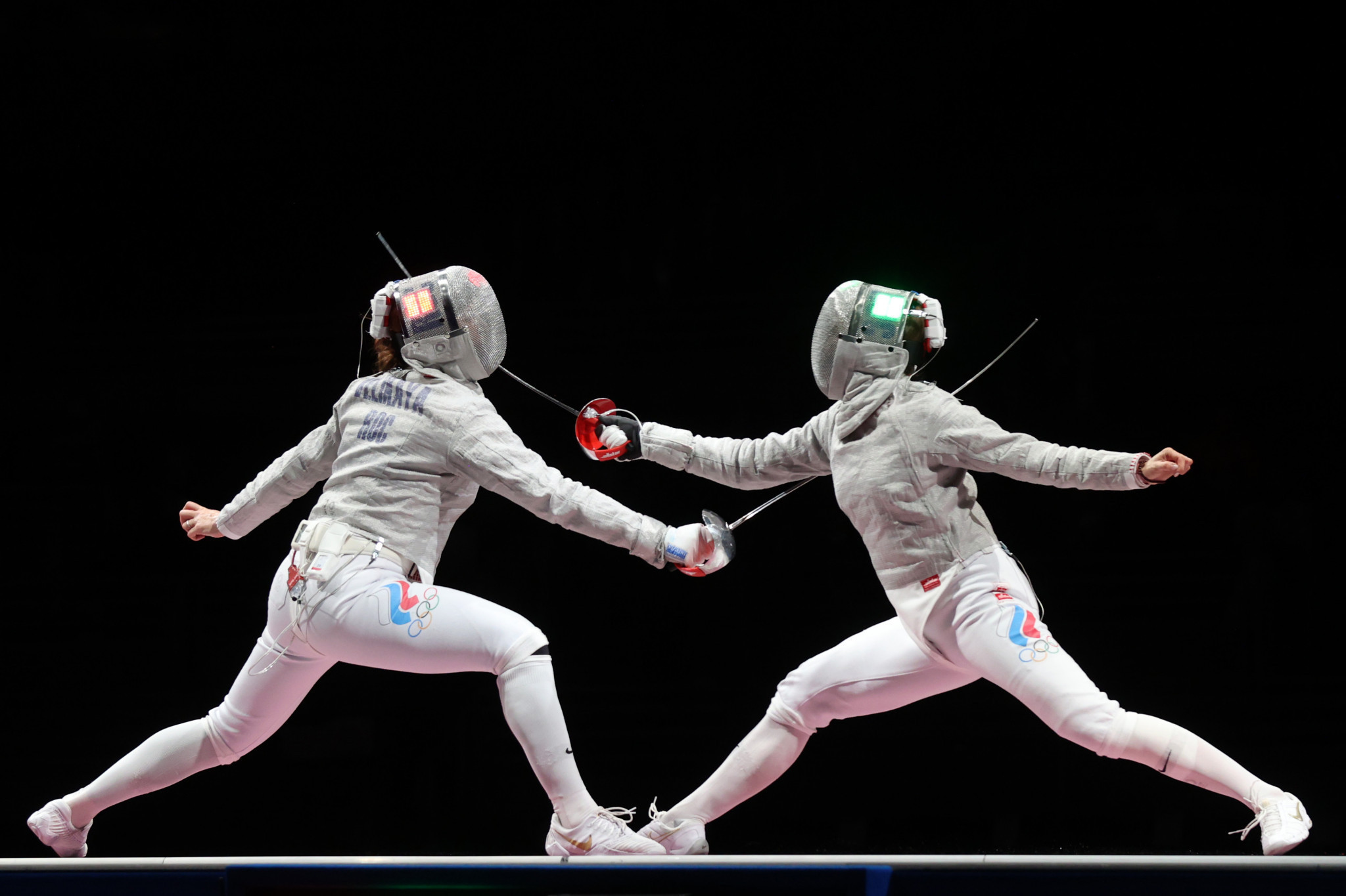 Sofya Velikaya, left, and Sofia Lokhanova, right, are first and third respectively in the women's sabre rankings, but are unable to compete in Istanbul due to a ban on Russian fencers ©Getty Images