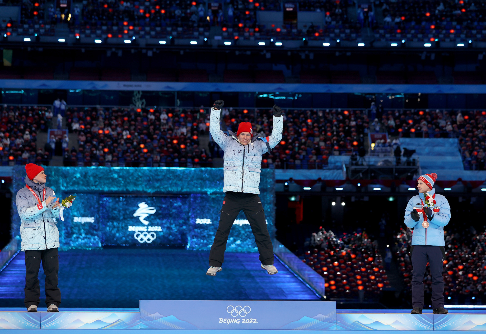 The last medal ceremony at Beijing 2022 was for cross-country skier Alexander Bolshunov ©Getty Images