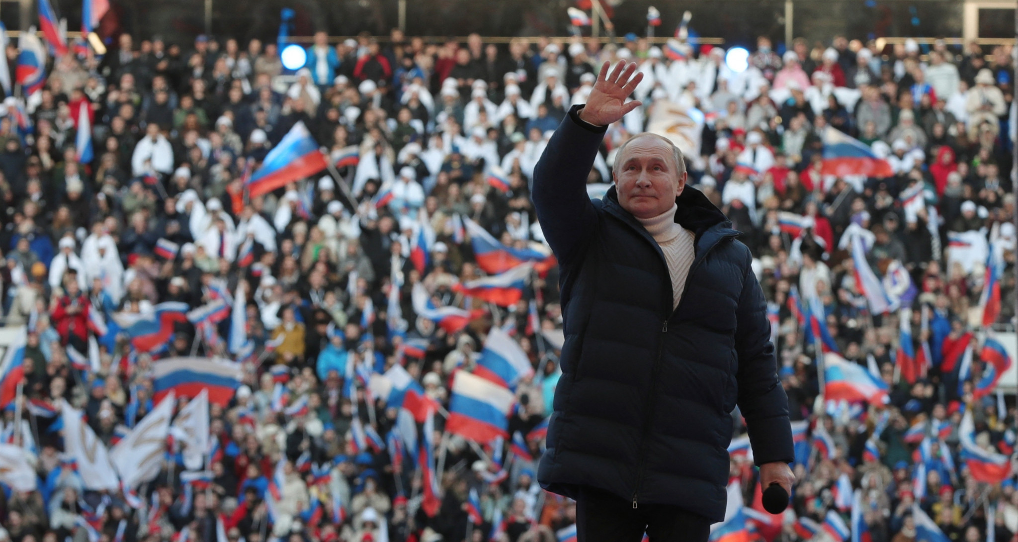 Putin holds large pro-war rally featuring Russian Olympians at Luzhniki Stadium in Moscow