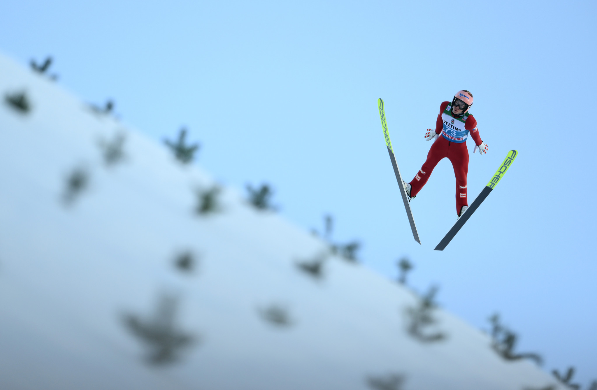 Stefan Kraft has finished top of qualification on the first two days of the Ski Jumping World Cup in Oberstdorf ©Getty Images