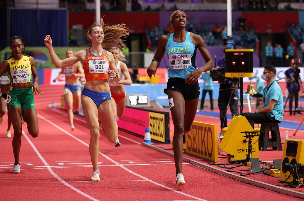Double Olympic 400m champion Shaunae Miller-Uibo wins world indoor gold in Belgrade from Femke Bol of The Netherlands ©Getty Images