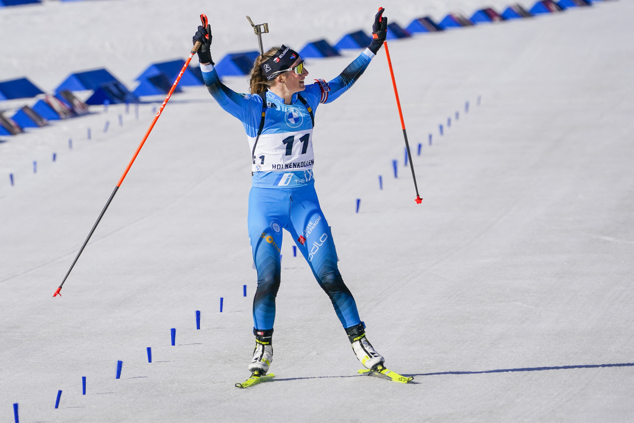 
Justine Braisaz-Bouchet of France reached the podium of the women's 12.5km mass start event at the IBU Biathlon World Cup in Holmenkollen ©Getty Images
