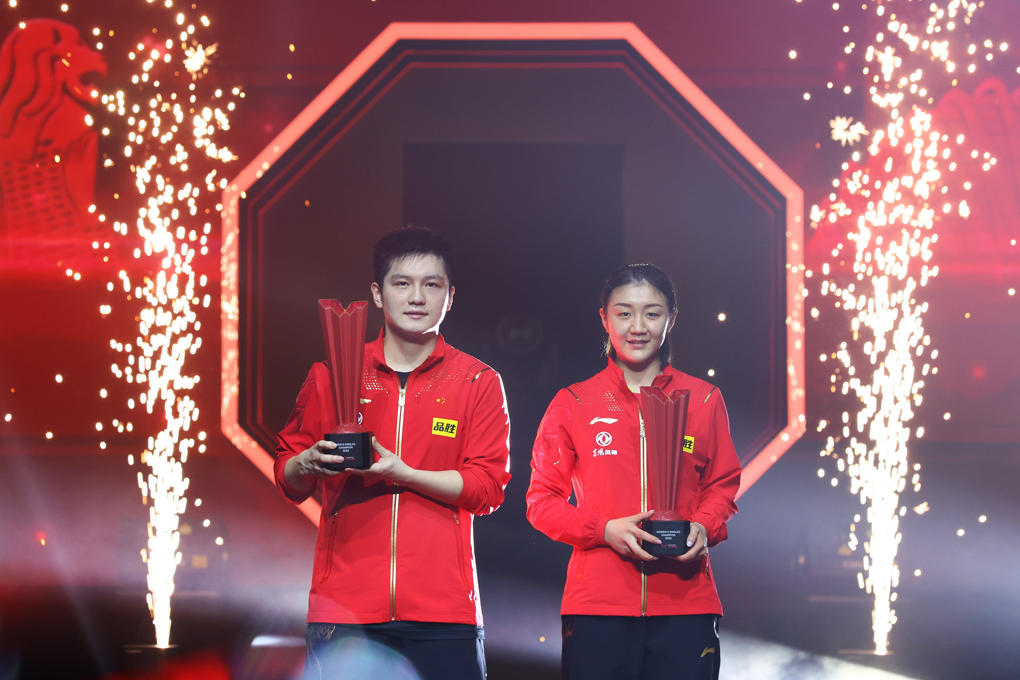Fan Zhendong and Chen Meng claimed the respective men's and women's singles titles at the WTT Grand Smash in Singapore ©Getty Images