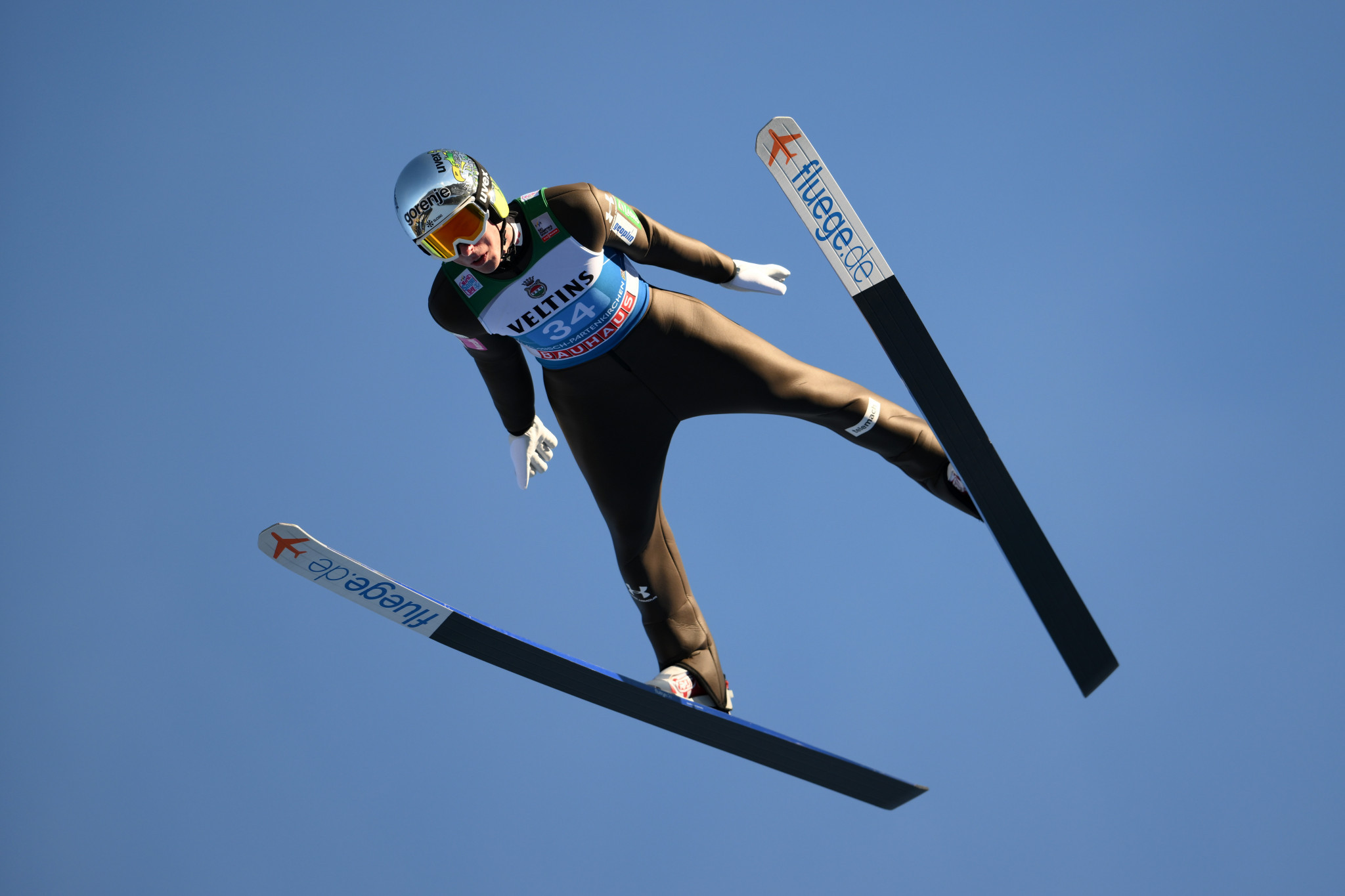 Timi Zajc fended off Stefan Kraft and Piotr Żyła to win gold at the Ski Jumping World Cup in Oberstdorf ©Getty Images
