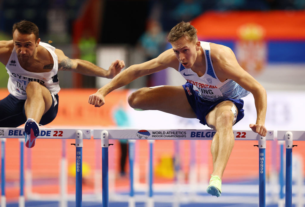 Britain's David King got the luck of the draw - literally - to make the men's 60m hurdles final after he and Japanese athlete Shusei Nomoto tied for the final qualifying place on 7.565sec ©Getty Images