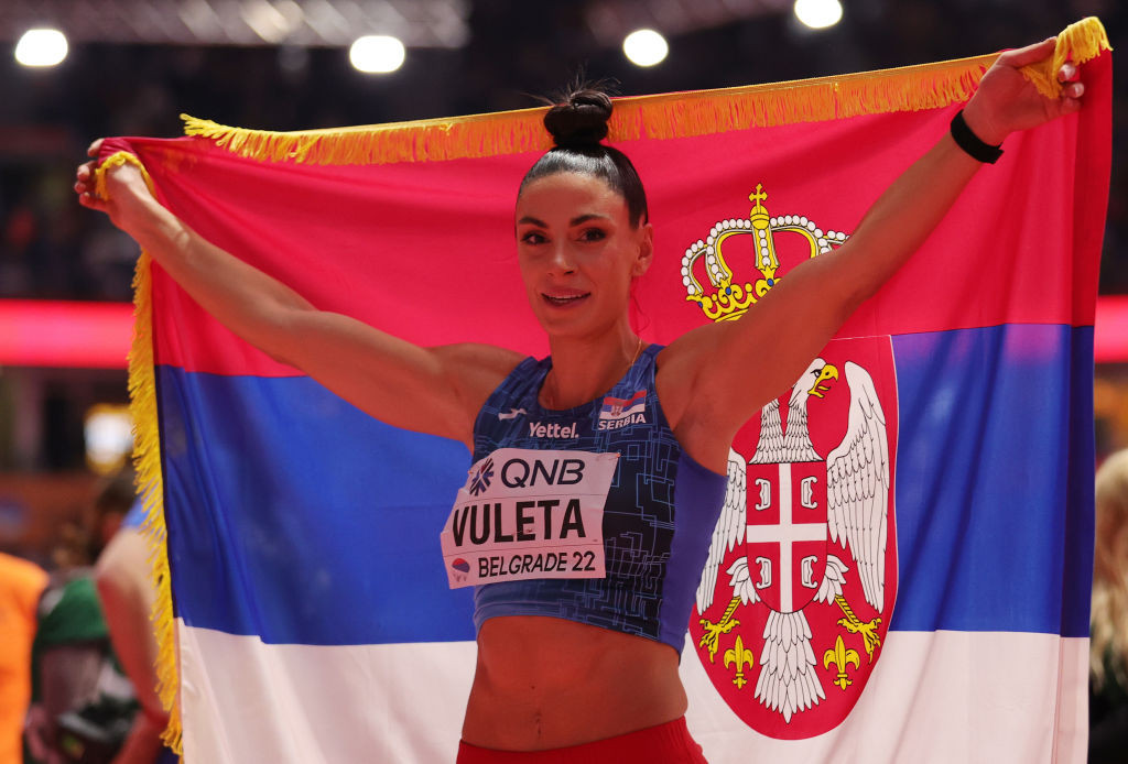 Home long jumper Ivana Vuleta produced another gold medal performance in Belgrade at the World Athletics Indoor Championships with a 2022 world-leading best distance of 7.06m ©Getty Images