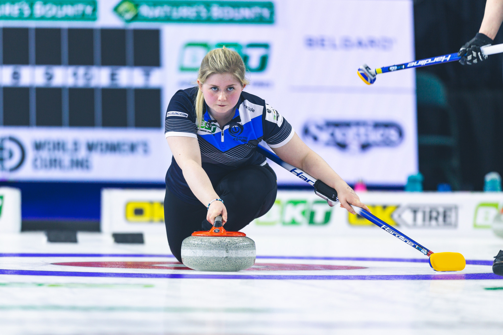 Sophie Jackson competes against Denmark but her Scotland side have been forced to pull out of the tournament after two more positive COVID-19 cases©WCF