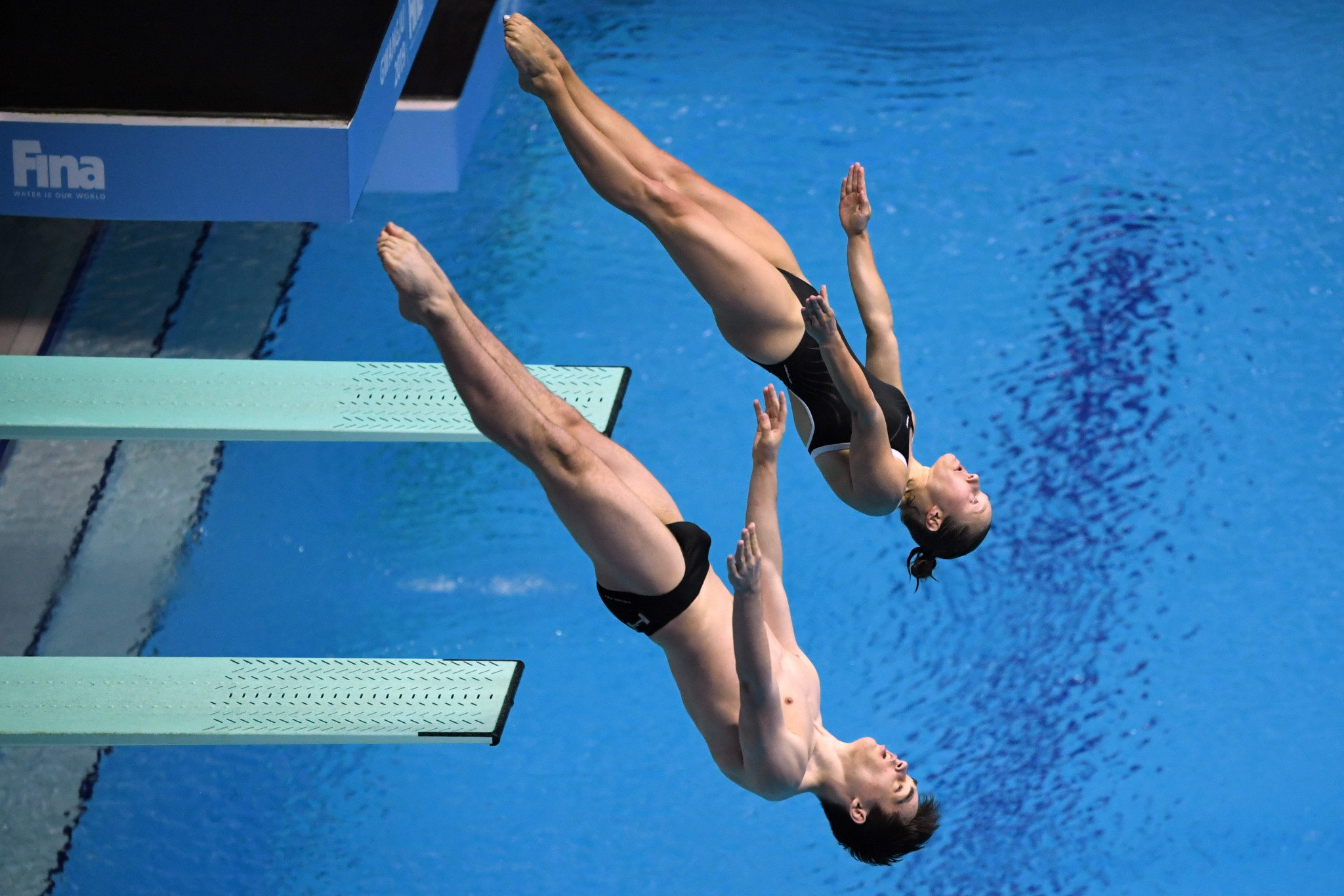 Divers Lou Massenberg and Tina Puzel took bronze medals for Germany at the 2019 World Aquatics Championships in Gwangju ©Getty Images