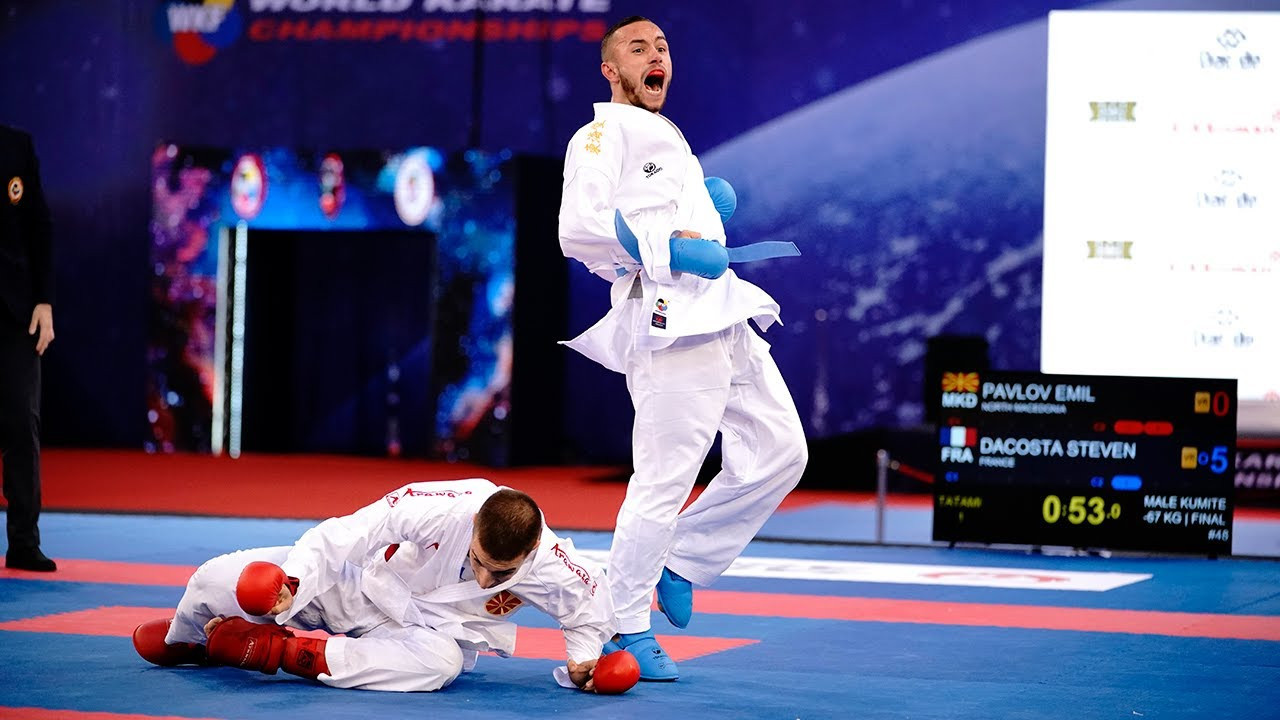 Last year's World Championships where France's Steven Da Costa, left, won gold will be used as part of the qualification process for the 2023 European Games ©YouTube