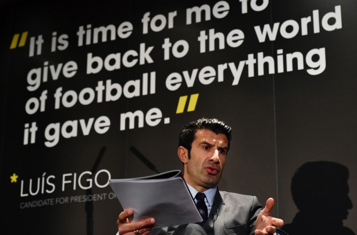 Luis Figo launched his FIFA Presidency manifesto in February but has now pulled out of the race