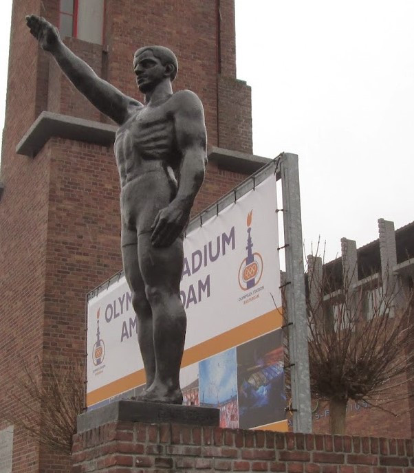 A statue of an athlete with his right arm raised has been removed from outside the Olympic Stadium in Amsterdam ©Flickr