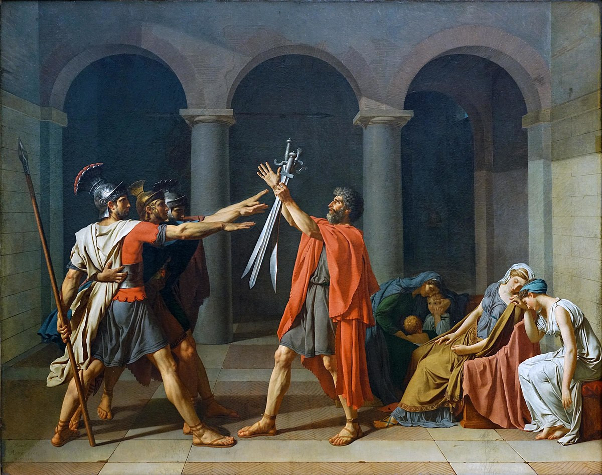 Research claimed that the Olympic salute was based upon the painting The Oath of the Horatii but the gesture was later adopted by the fascist movement ©Louvre 