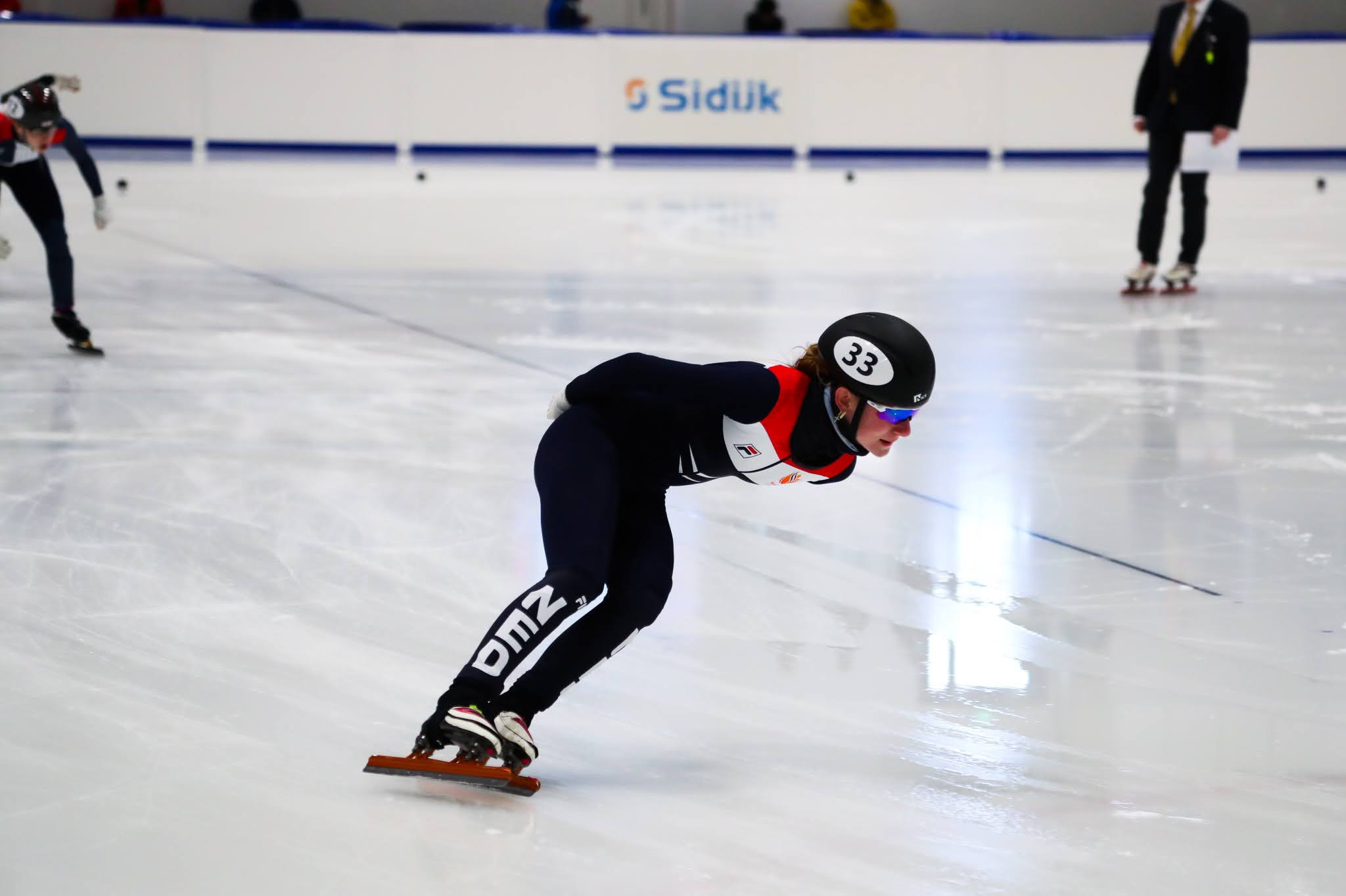 The Netherlands' Zoe Deltrap followed up her girls' 1,500m victory with a second short track gold of the Festival in the 500m ©EYOF 2022 Vuokatti