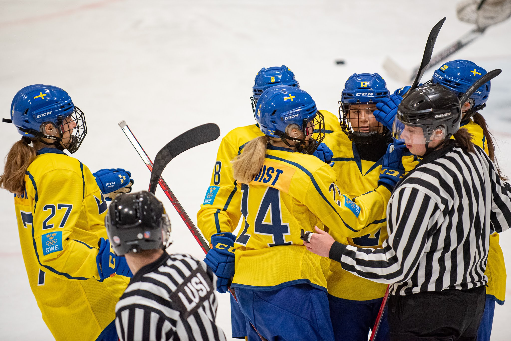 The Swedes scored seven goals across their two preliminary round matches against Slovakia and Finland ©Hannu Kilpeläinen/EYOF 2022 Vuokatti