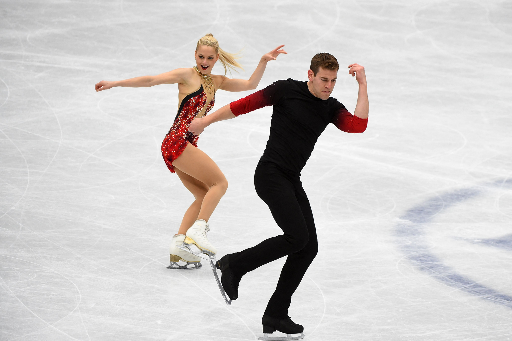 Alexa Knierim and Brandon Frazier posted the highest score in the pairs short programme ©Getty Images