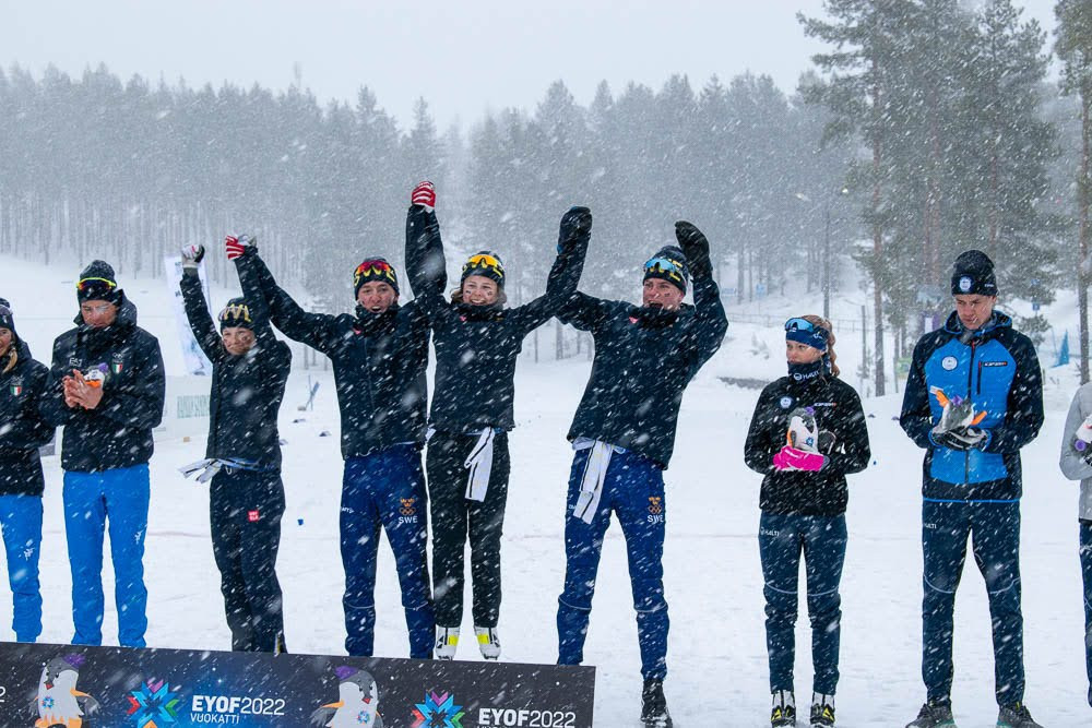 Sweden continued its cross-country skiing success on the final day of competition at the Winter EYOF with victory in the 4x5km mixed relay ©Veikko Peräkorpi/EYOF 2022 Vuokatti