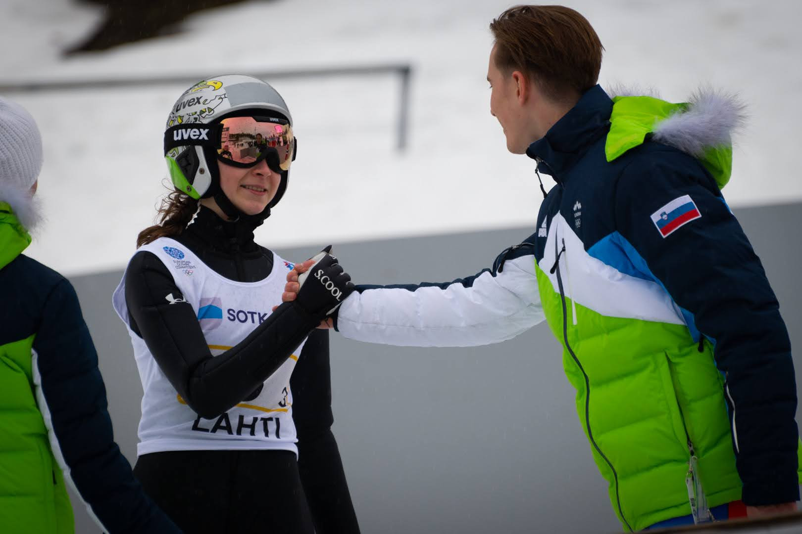 In Lahti, some 500km south of Vuokatti, Slovenia claimed mixed team ski jumping gold ©Thomas Parviainen/EYOF 2022 Vuokatti