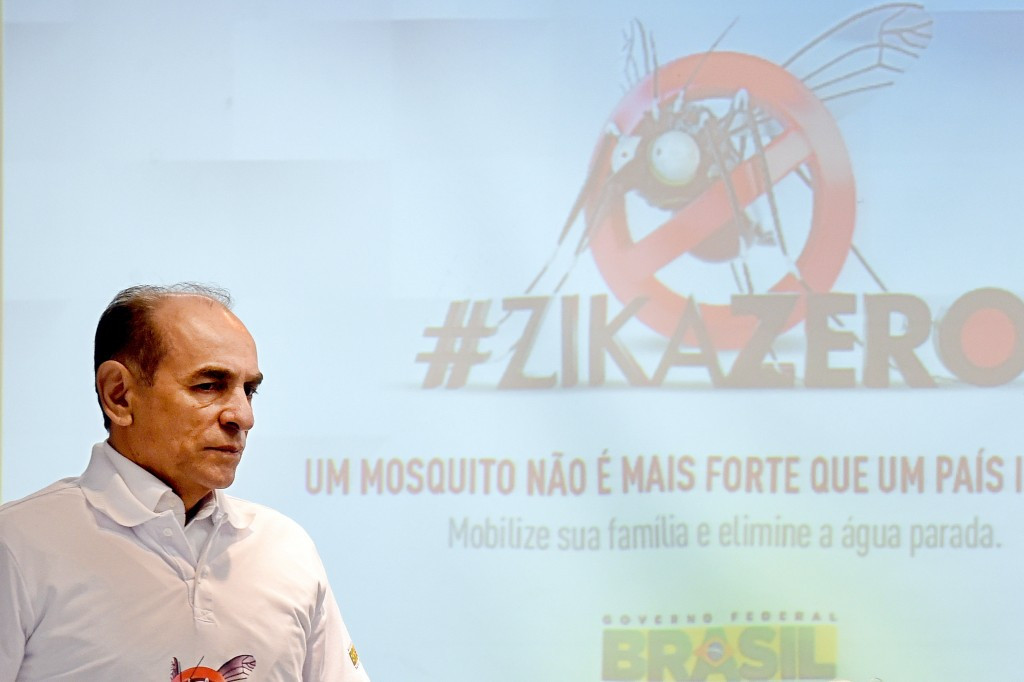 Brazilian Health Minister Marcelo Castro speaks at a Zika awareness event