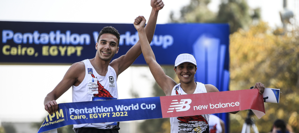 Egypt's Shaban Mohanad and Salma Abdelmaksoud triumphed in the mixed relay event ©UIPM