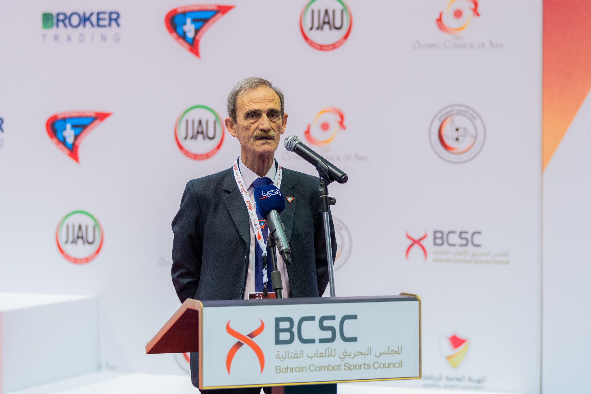 JJIF President Panagiotis Theodoropoulos spoke at the Asian Jiu Jitsu Championships Opening Ceremony ©JJAU