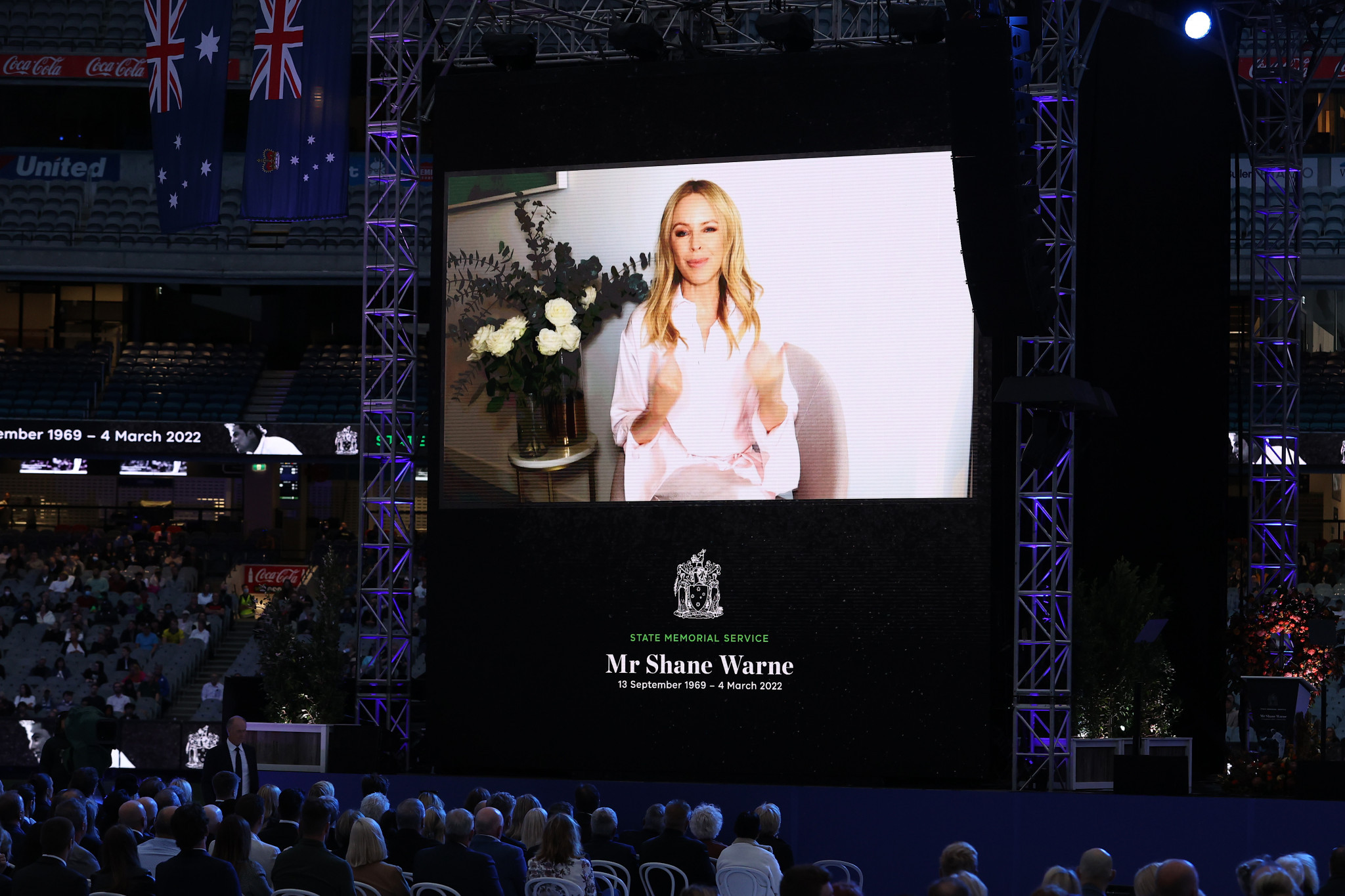 Celebrities and former team-mates join crowd of 50,000 to pay emotional tribute at Shane Warne Memorial Service