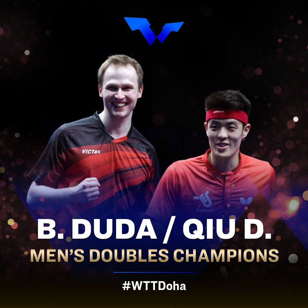 Benedikt Duda and Dang Qiu won the men's doubles title in Doha ©WTT