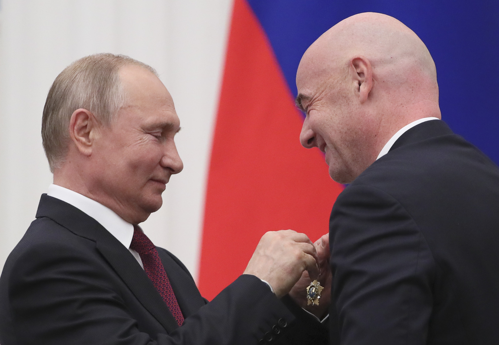 Gianni Infantino, right, has been previously criticised for his close ties with Russia and Saudi Arabia ©Getty Images
