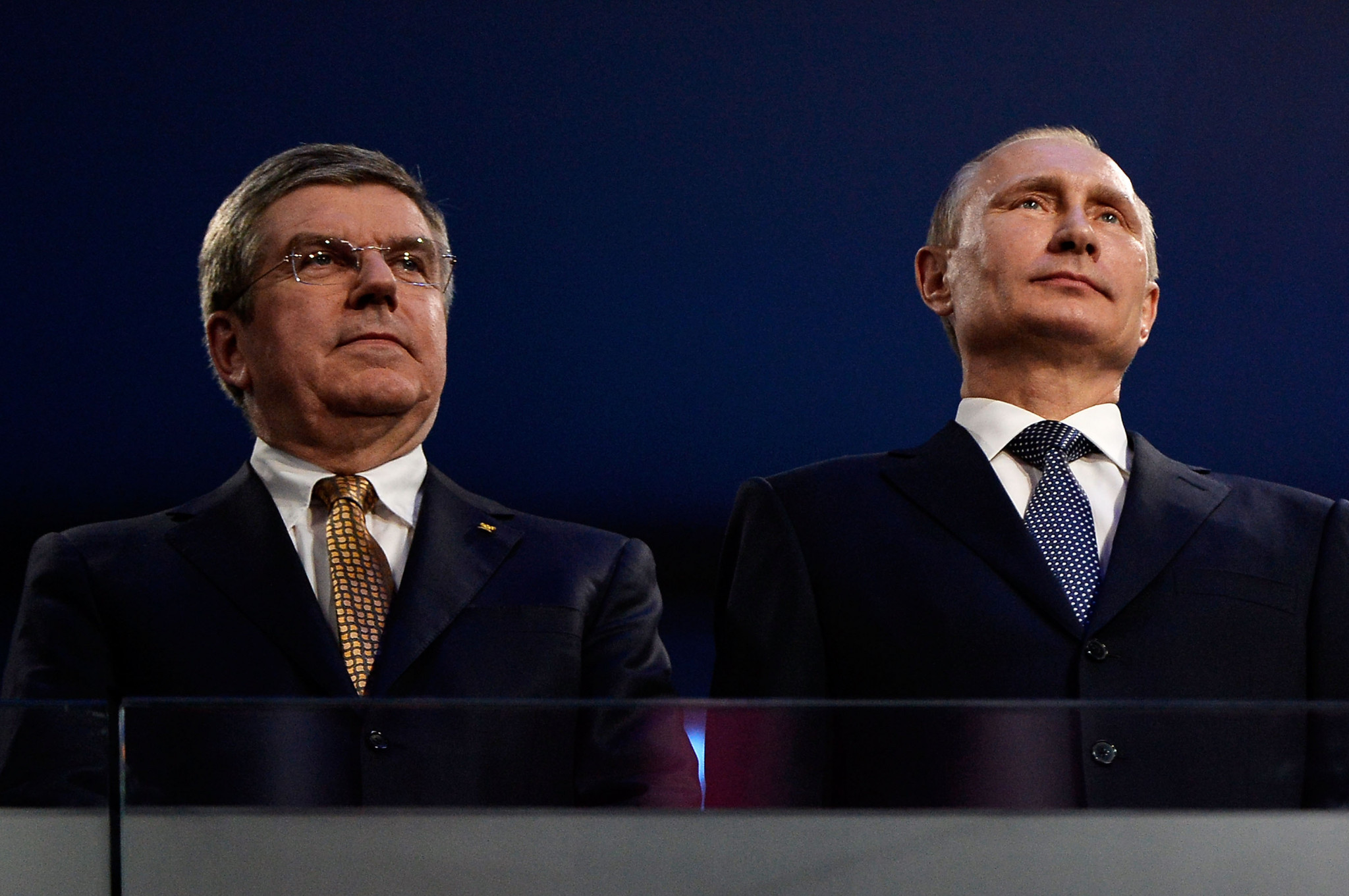 The IOC, led by Thomas Bach, left, has stopped short of suspending its Russian members or the National Olympic Committee ©Getty Images