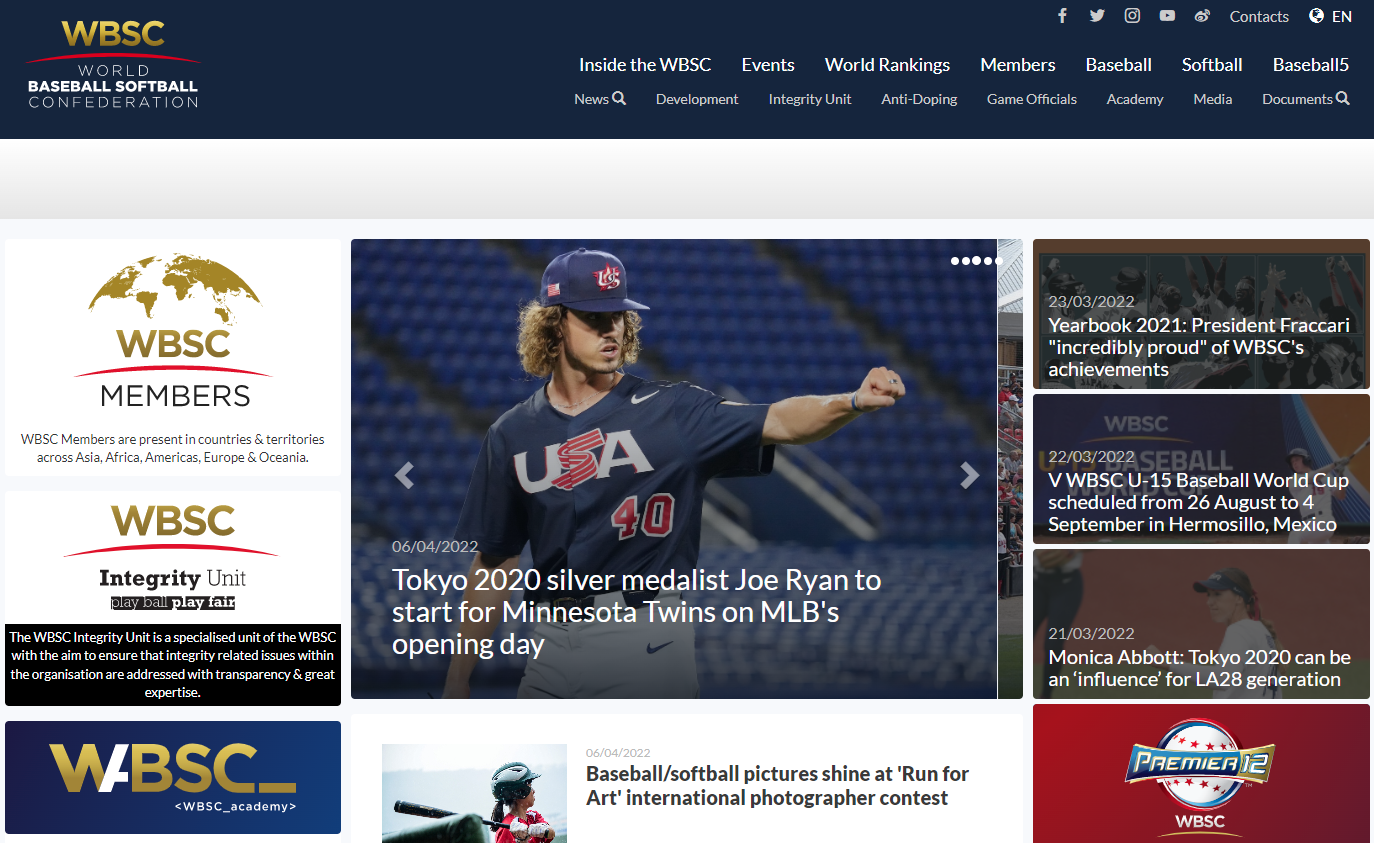 World Baseball Softball Confederation launches updated website