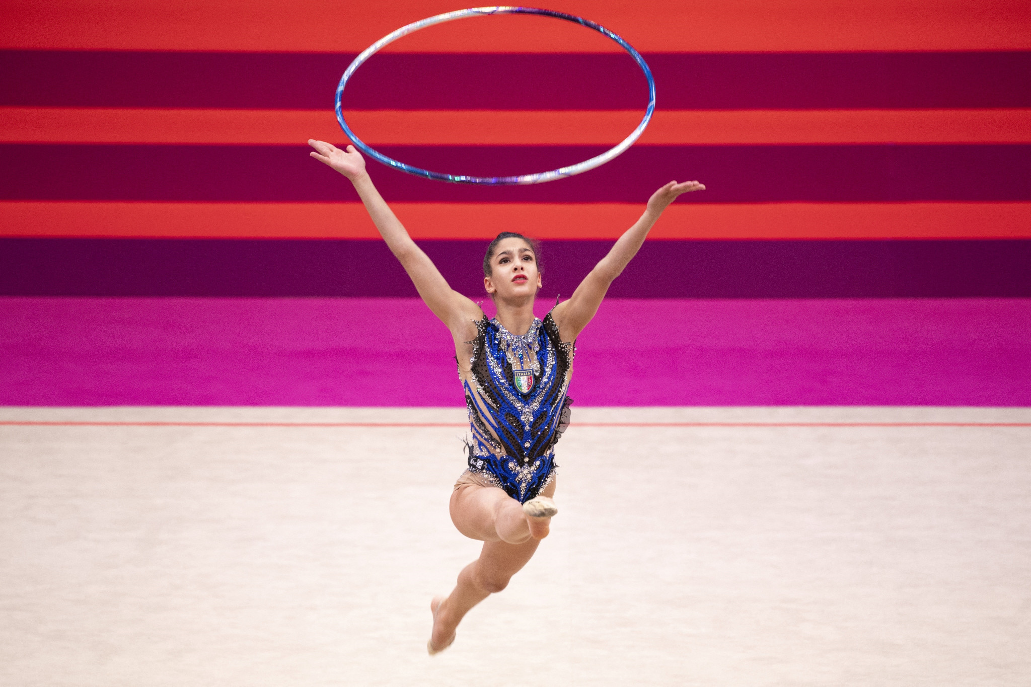 Sofia Raffaeli backed up her all-around gold by winning the hoop title in Baku ©Getty Images