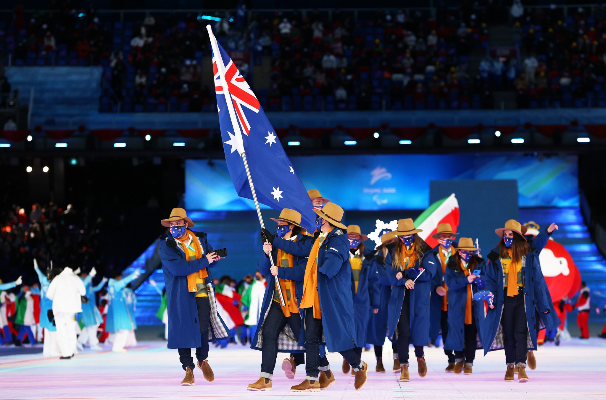 Mitchell Gourley was Australia's flagbearer at the Beijing 2022 Paralympics alongside compatriot Melissa Perrine ©Getty Images