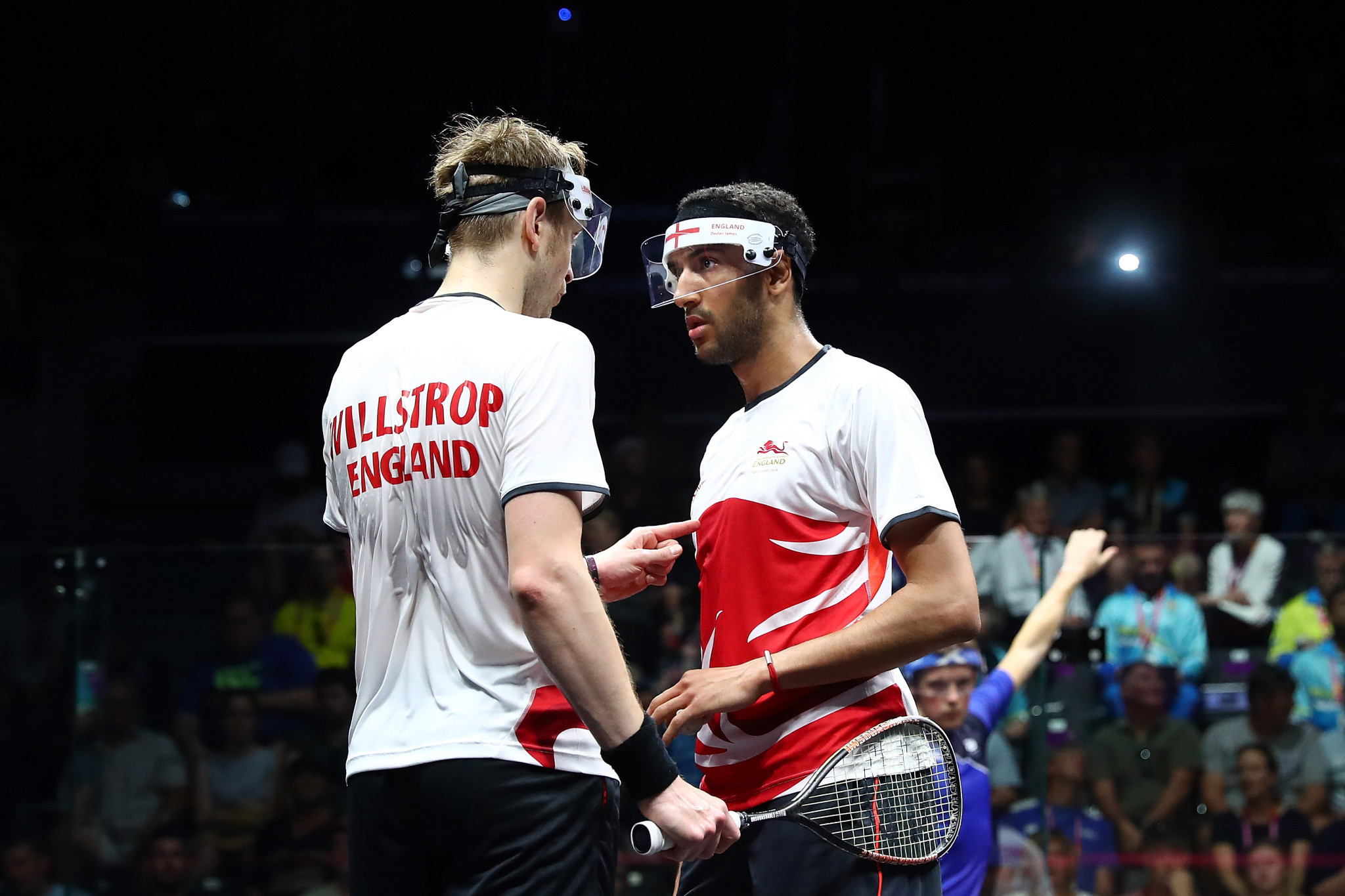James Willstrop, left, and Declan James progressed to the World Doubles Squash Championships semi-finals in Glasgow ©Getty Images