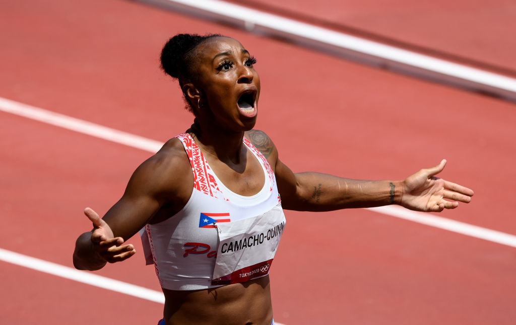 Olympic 100m hurdles champion Jasmine Camacho-Quinn of Puerto Rico will compete in the opening World Athletics Continental Tour Gold meeting of the season in Bermuda tomorrow ©Getty Images