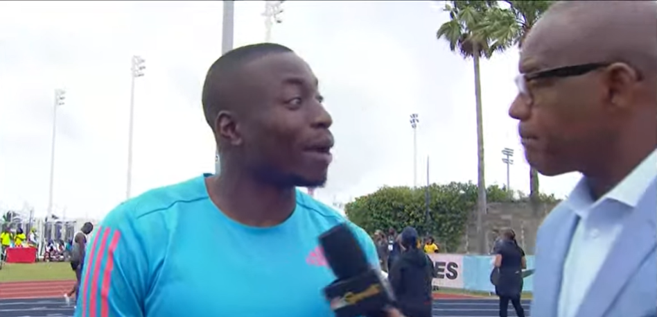 World 110m hurdles champion Grant Holloway explains why he pulled out of tonight's USATF Bermuda Games because of strong headwinds ©World Athletics YouTube