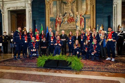 Italian President Sergio Mattarella welcomed Italy's Beijing 2022 medallists ©CIP