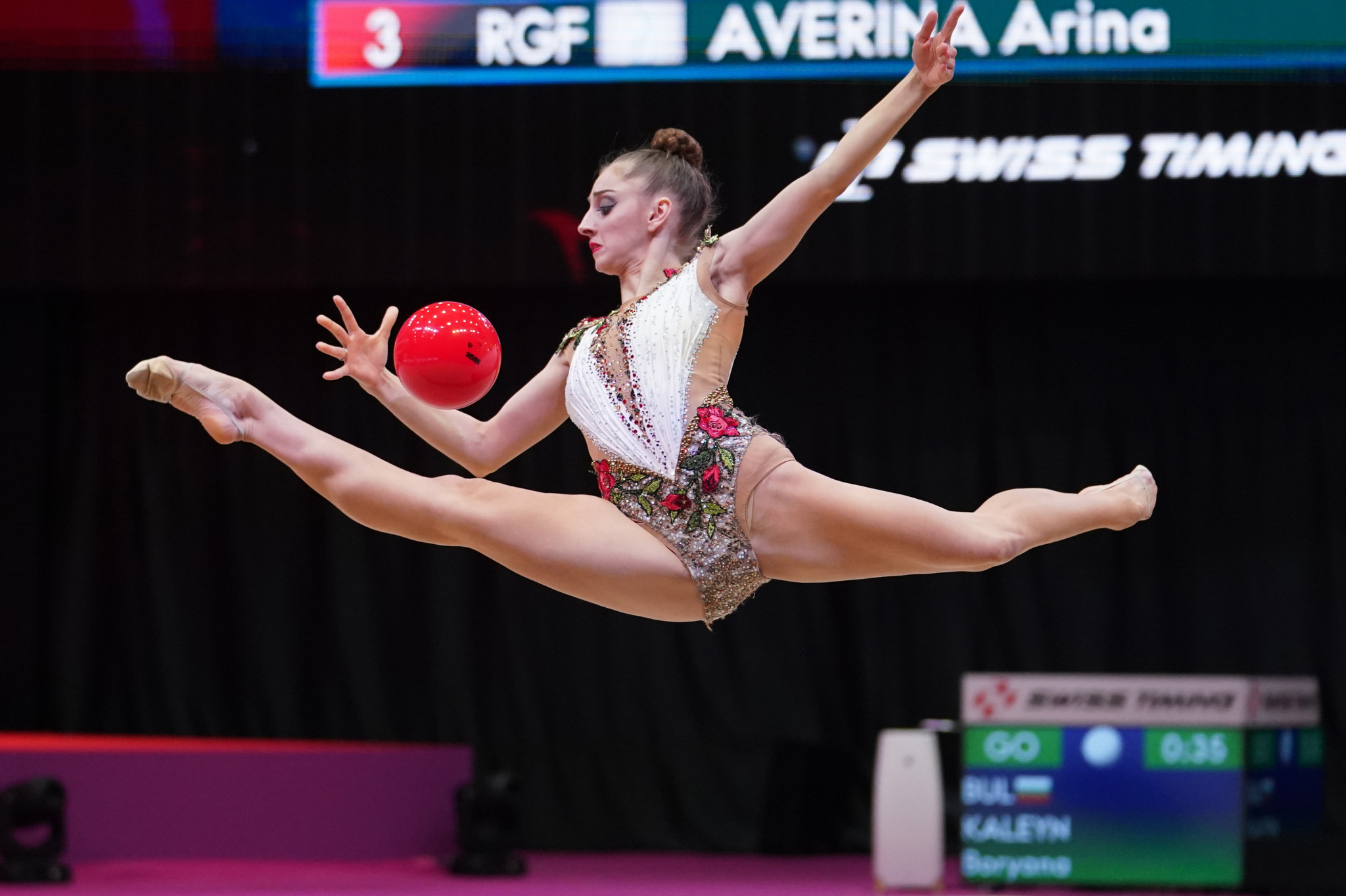 Boryana Kaleyn won three individual titles at the Sofia Rhythmic Gymnastics World Cup ©Getty Images