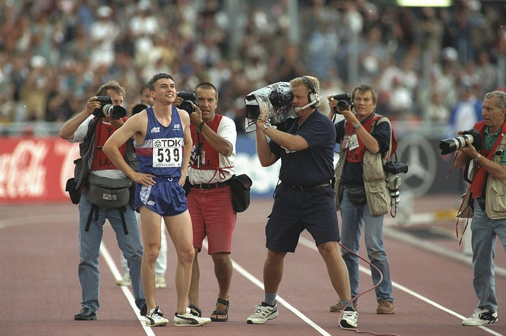 British triple jumper Jonathan Edwards takes in becoming world champion in 1995 in a world record of 18.29m that stands today - but two months earlier an effort of 18.43m was invalidated by a marginally illegal following wind of +2.4mps ©Getty Images