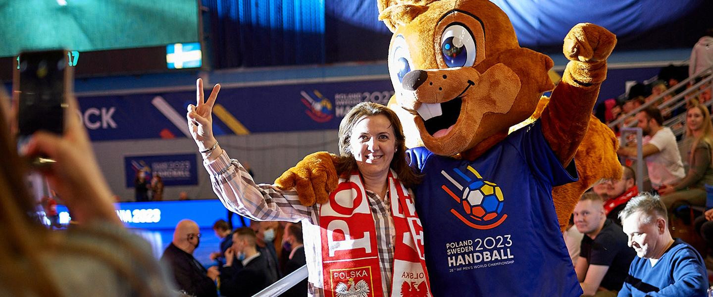 Maskotka Mistrzostw Świata w piłce ręcznej 2023 Polska-Szwecja Pax symboliczne wybory