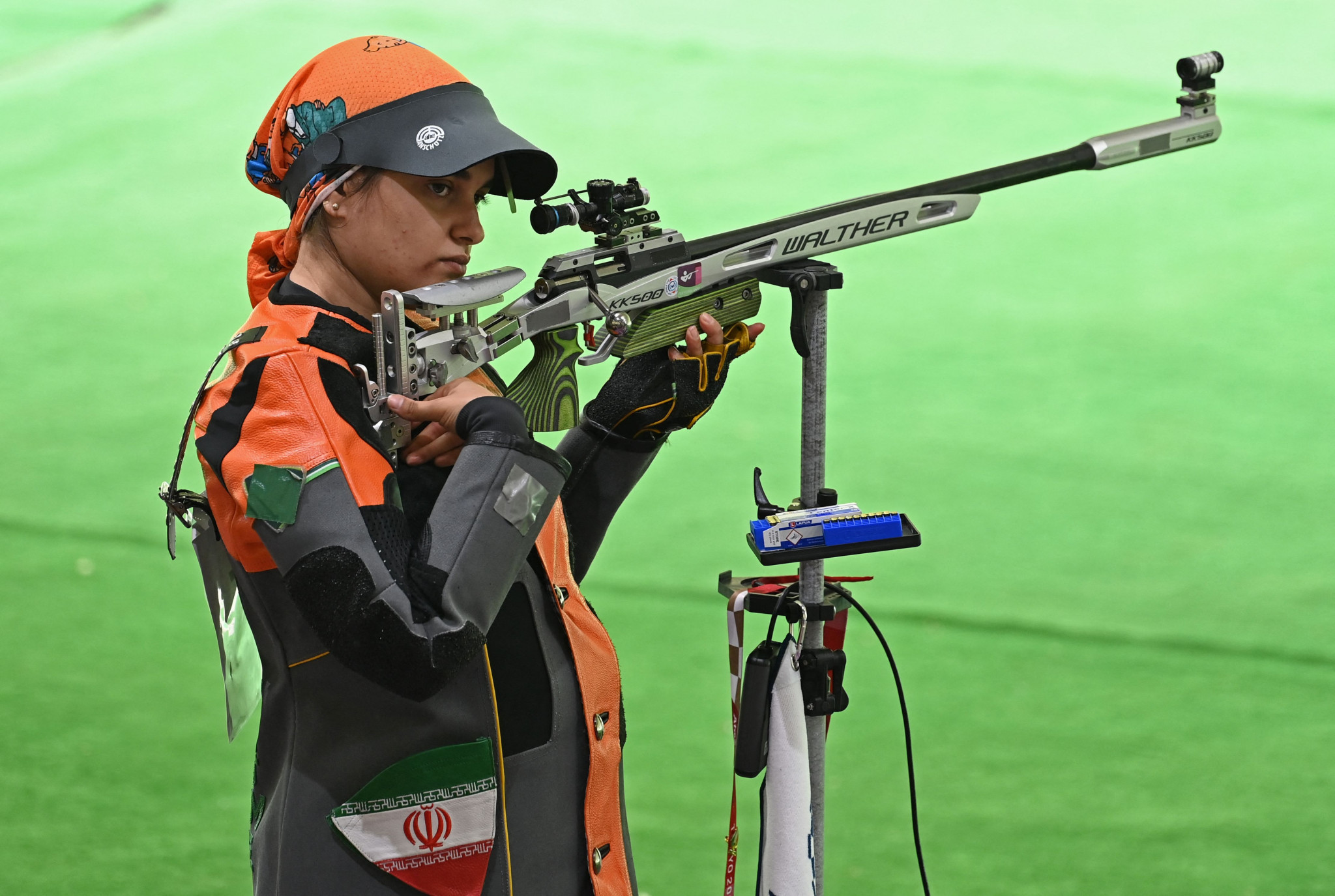 Najmeh Kedmati won bronze with Iran in the women's air rifle team event ©Getty Images