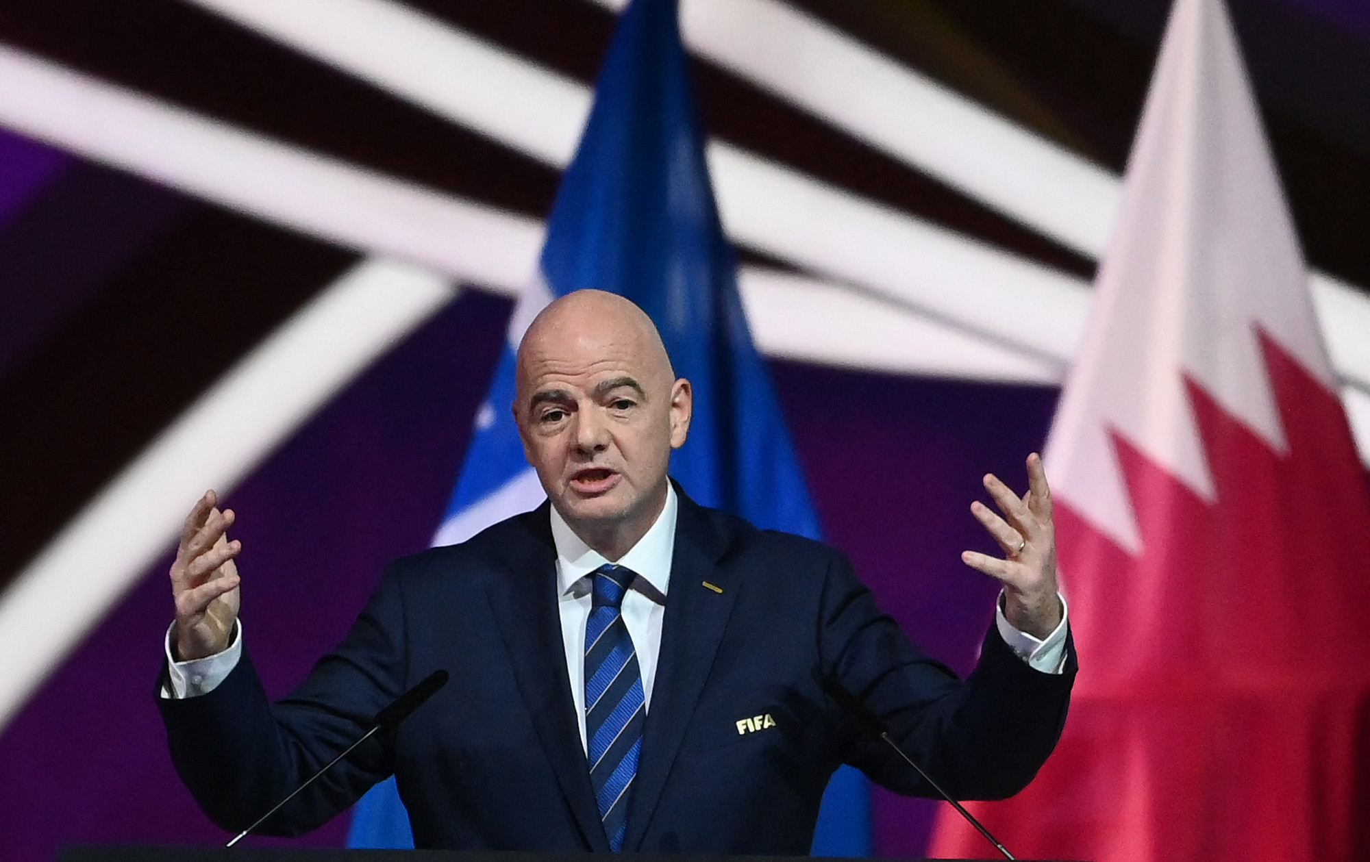 Gianni Infantino claims that staging the World Cup in Qatar has driven it to adopt a series of labour reforms which better protect workers’ human rights ©Getty Images