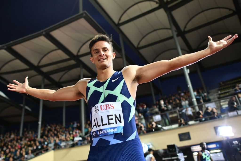 Devon Allen, who will join NFL side Philadelphia Eagles at the end of the season, is due to compete in the 110m hurdles and 100m at tomorrow's World Athletics Continental Tour Gold meeting in Walnut, California ©Getty Images