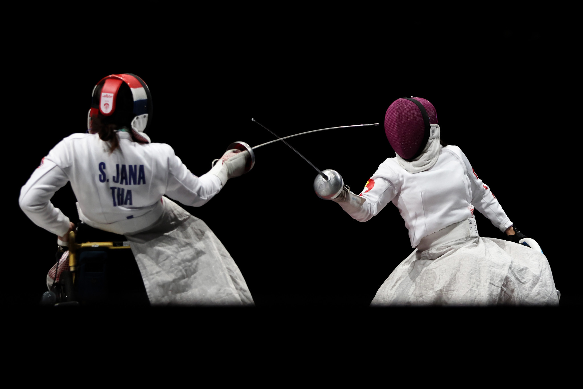 Saysunee Jana, left, has now won two gold medals at the IWAS Wheelchair Fencing World Cup in São Paulo ©Getty Images