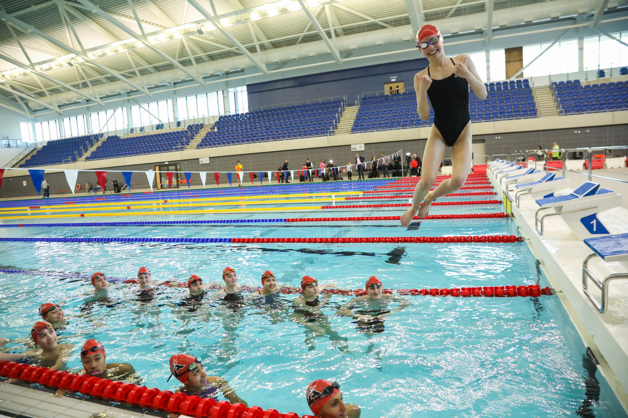 Local swimmers got the chance to try out the Olympic-size swimming pool ©Birmingham 2022