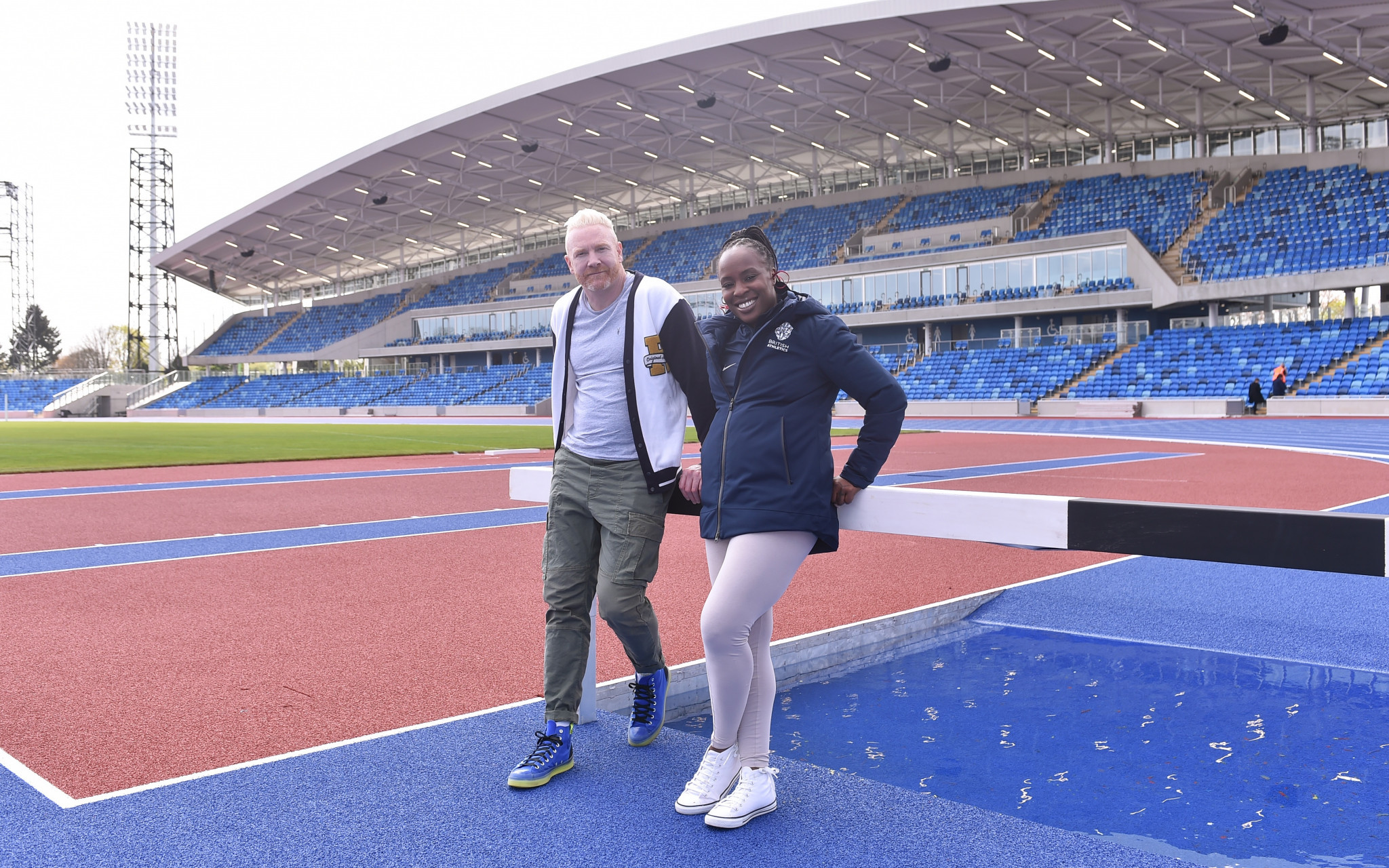 Olympic medallists Iwan Thomas and Marilyn Okoro were given a tour of the redeveloped Alexander Stadium ©British Athletics and Getty Images