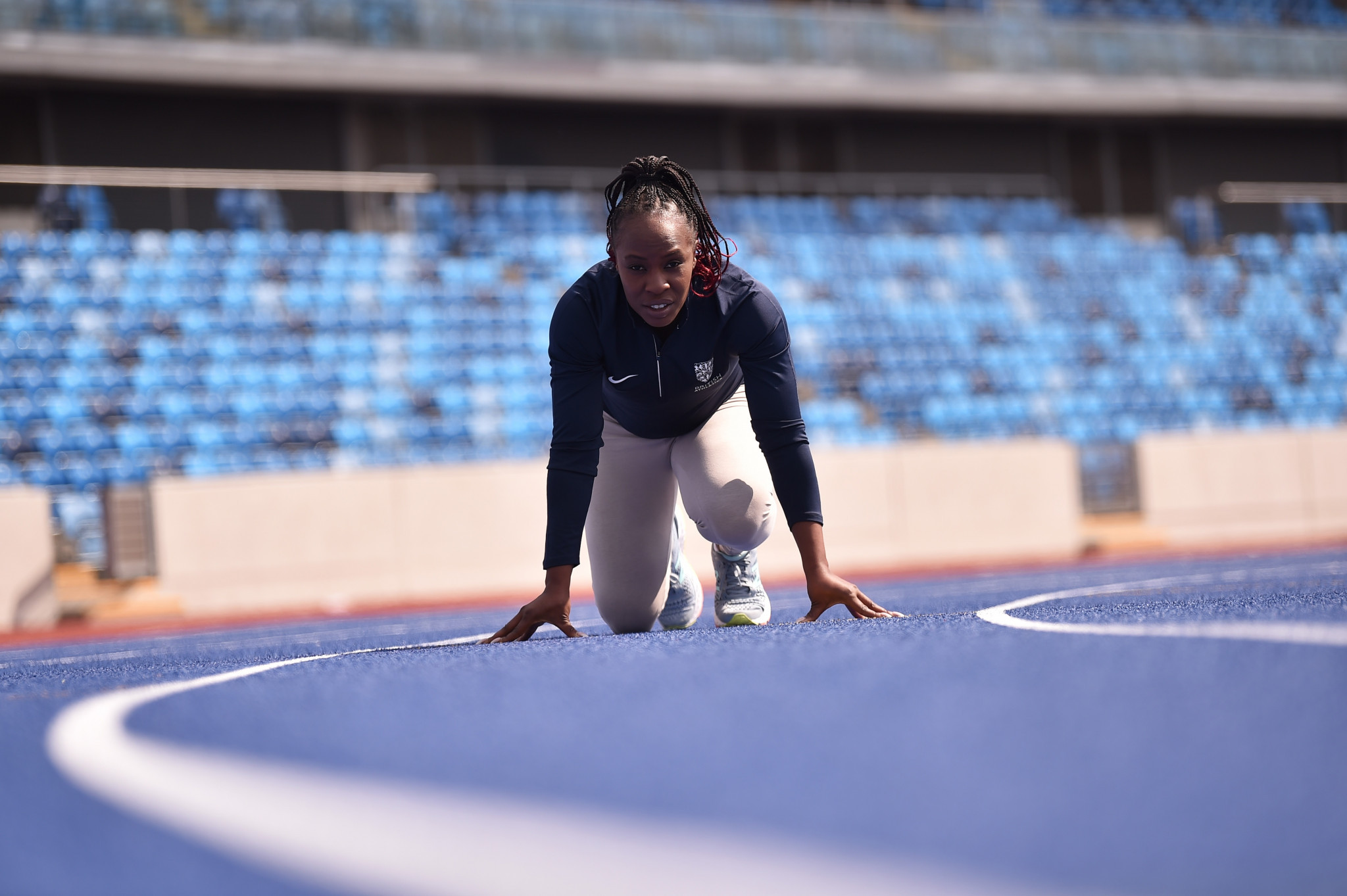 Okoro, who retired from athletics last year, got the chance to test the new track ©British Athletics and Getty Images