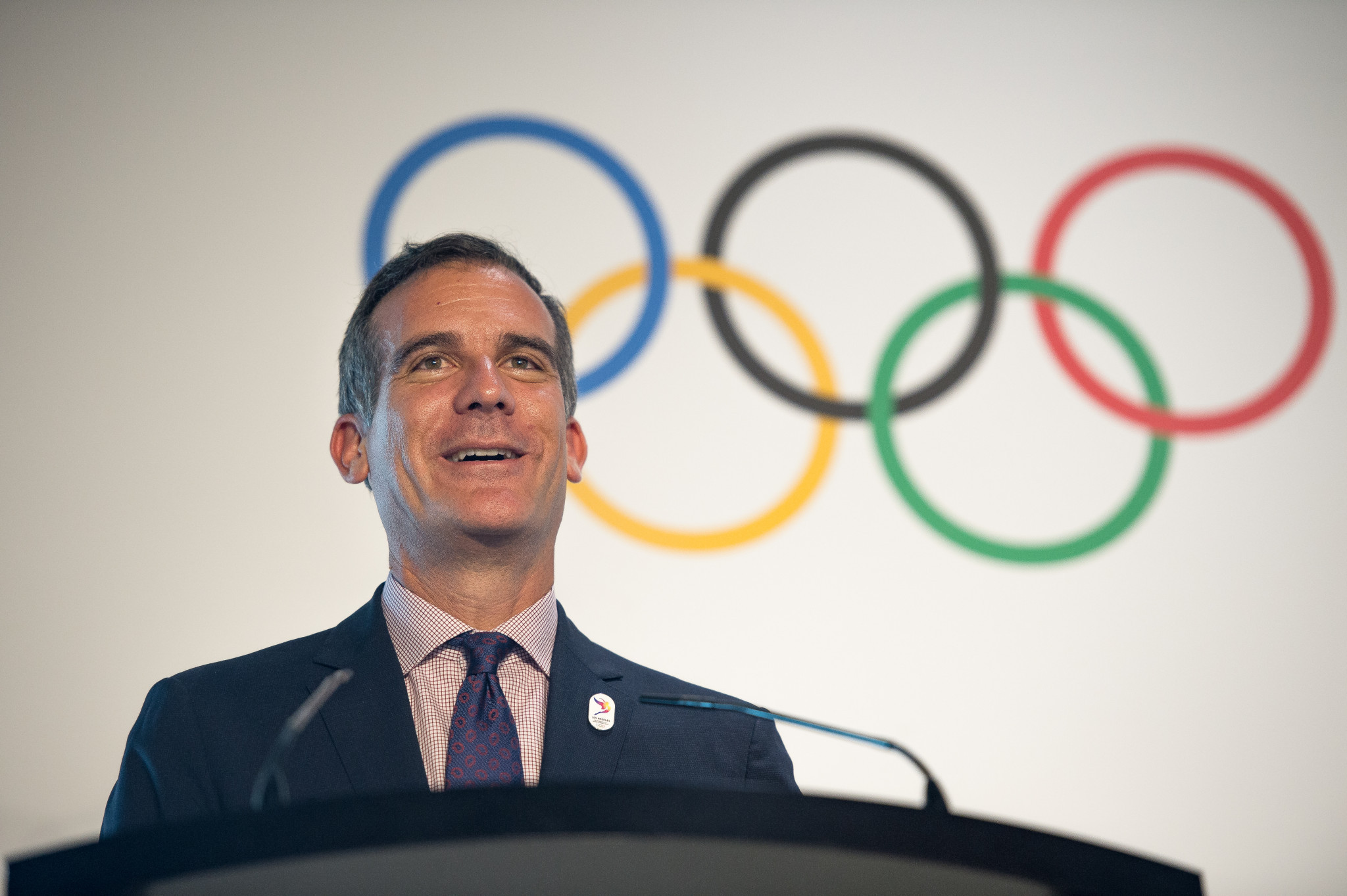 Los Angeles Mayor Garcetti tells successor to "throw the best Olympic Games" but his future unclear