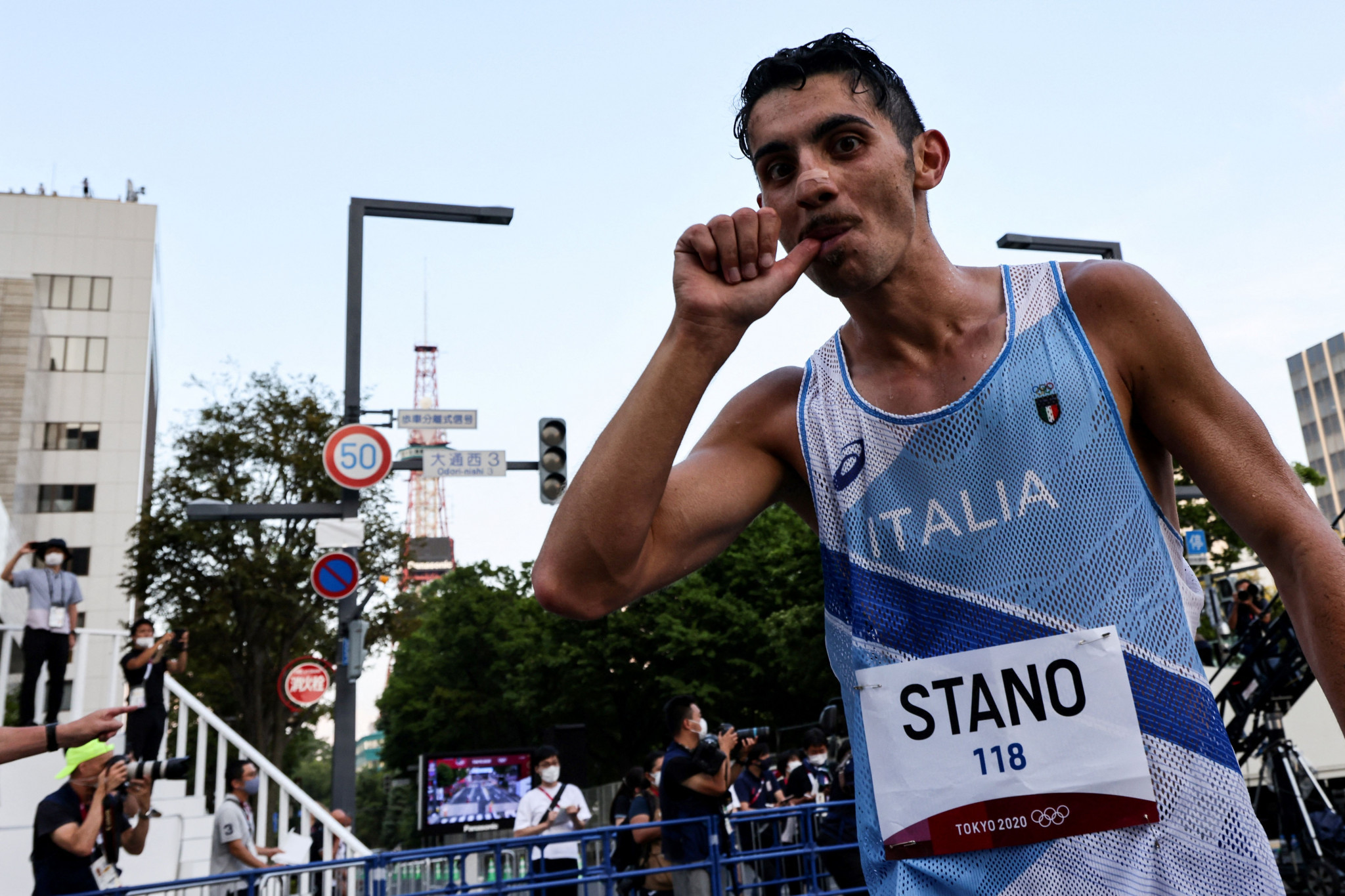 Massimo Stano was victorious on his 35km debut ©Getty Images