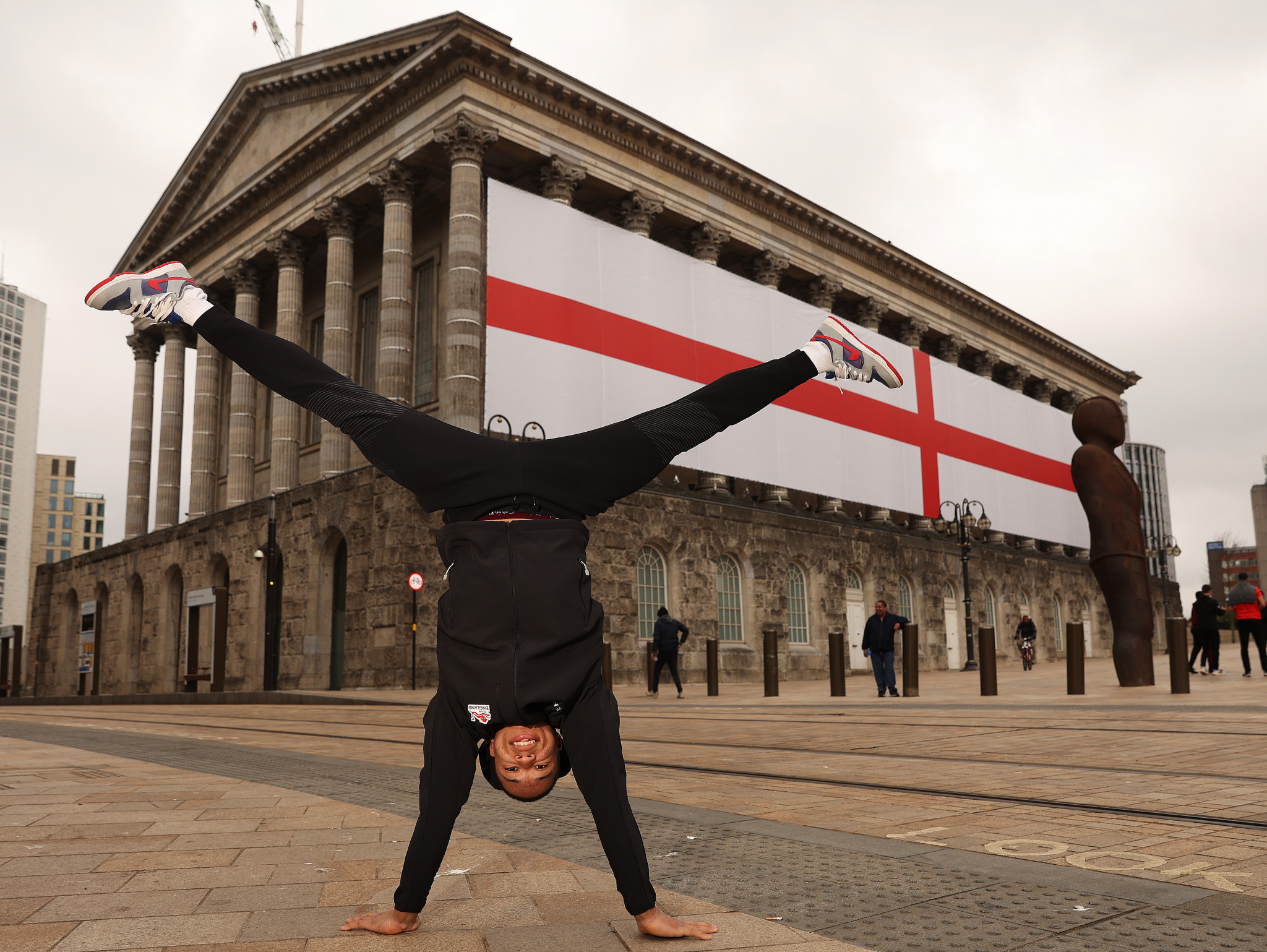 Gymnast Joe Fraser of Team England celebrates St George's Day ahead of the 2022 Birmingham Commonwealth Games ©Birmingham City Council 