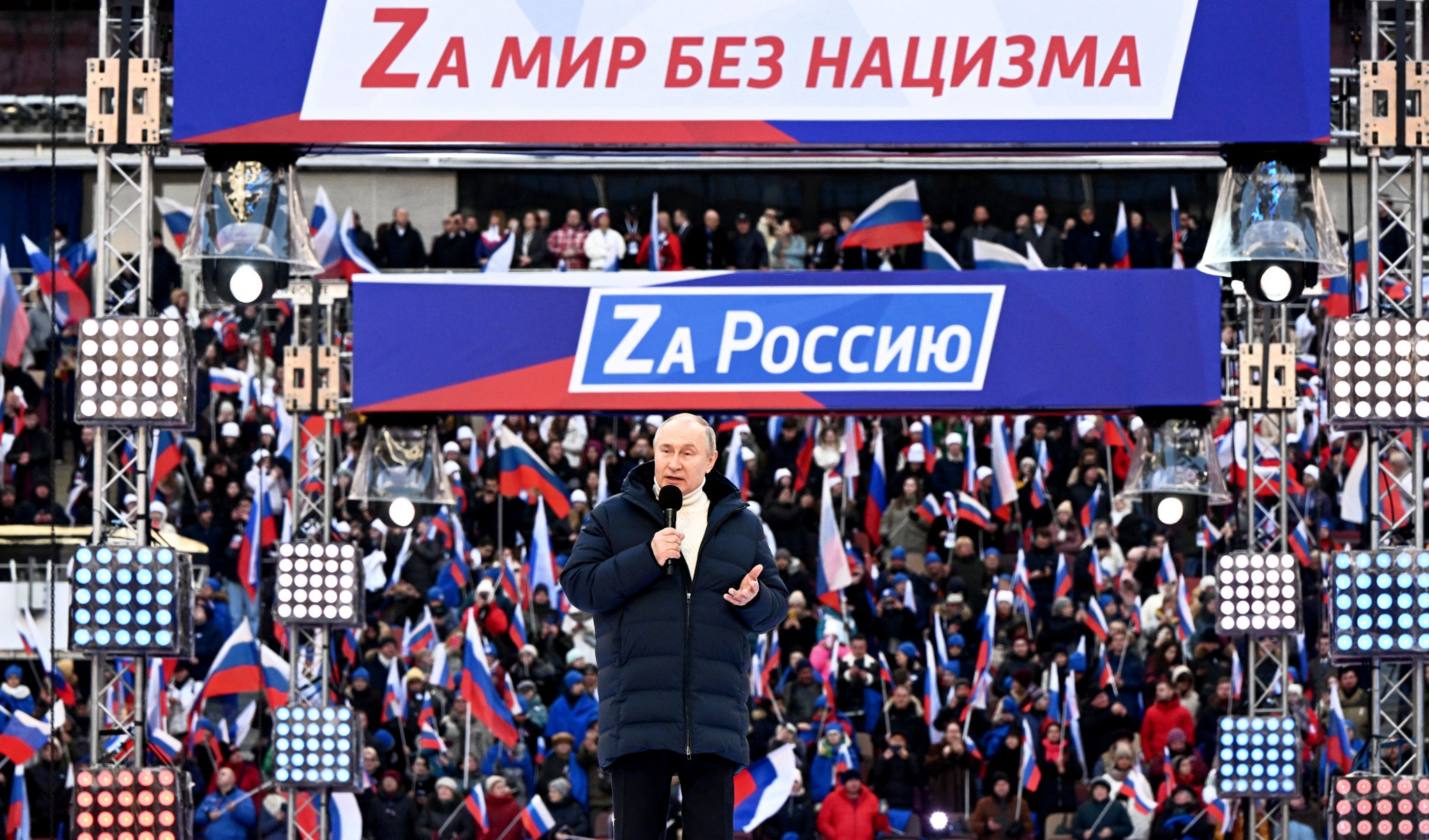 Russian President Vladimir Putin justified the invasion of Ukraine at a political rally at the Luzhniki Stadium on March 18 ©Getty Images
